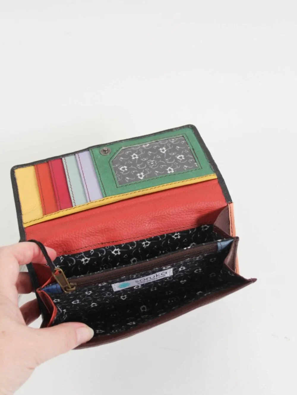 NWT Soruka Recycled Leather Leopard Print Wallet Colorful Clutch